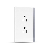 Cubierta de Vidrio Templado Gris Azul Blanco para PC, Resistente al Fuego, Estándar Sudamericano, Tipo Americano, Enchufe de Pared Doble de 3 Polos