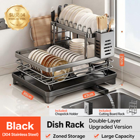 Égouttoir multi-styles en acier inoxydable 304 pour bols et assiettes, étagère de cuisine, panier de séchage latéral pour évier pour le rangement des ustensiles et de la vaisselle