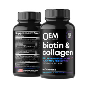 Capsules de collagène et de kératine, vitamines biotine pour la croissance des cheveux, de la peau et des ongles, complément de biotine premium pour femmes et hommes - Product Image 1