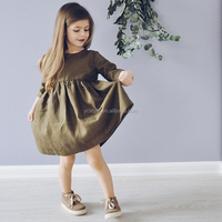 Robe personnalisée ODM pour femmes, en coton, col rond, décontractée, d'été, avec nœud, manches unies, longueur genou, coupe trapèze, pour bébés filles