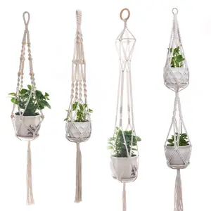 Flower pot net pocket gardening creative plant greening hanging basket hanger cotton rope hand woven hanging rope