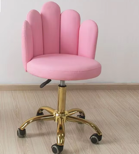 Silla de Salón Moderna Ajustable de Cuero Sintético Verde Menta con Base Dorada y Ruedas, Diseño Contemporáneo para Uso en Salones de Uñas - Product Image 2