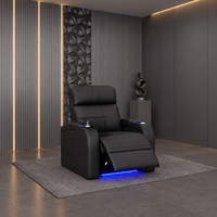 Canapé inclinable électrique moderne à trois places en cuir véritable et bois, zéro gravité, extensible, pour hôtel, avec LED 7 couleurs