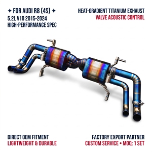 Direct Factory Sourcing Titanium Pie Cut Muffler for Audi R8 4S 2015-2020 Valved Catback <b>Exhaust</b> - Product Image 1
