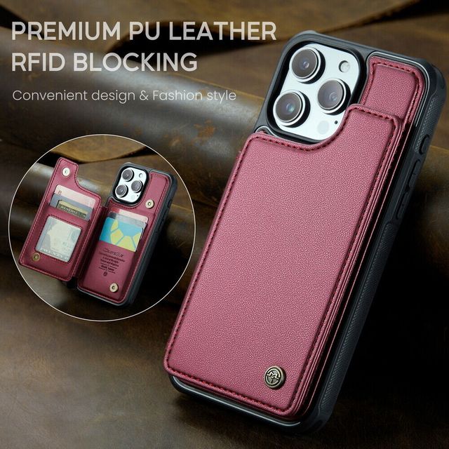 Leather Card Slot Wallet Case Soft TPU Cover for iPhone 11 12 13 14 15 16 7 8 XS