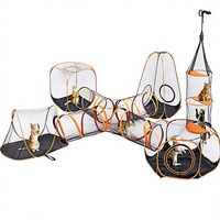 ZRC Aire de jeux modulaire 6-en-1 pour chats, tunnel d'escalade suspendu, tentes cubes, enclos portable pour plusieurs chats, en polyester
