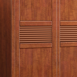 Modern Minimalist Solid Wood Sliding Door Wardrobe <b>Walnut</b> Bedroom Storage Cabinet Large Capacity Chinese Style - Product Image 3