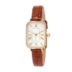 Échelle romaine vintage petit cadran <span class=keywords><strong>rectangulaire</strong></span> Niche tempérament étudiant ceinture en cuir <span class=keywords><strong>montre</strong></span> à quartz pour <span class=keywords><strong>femme</strong></span> - Product Image 1