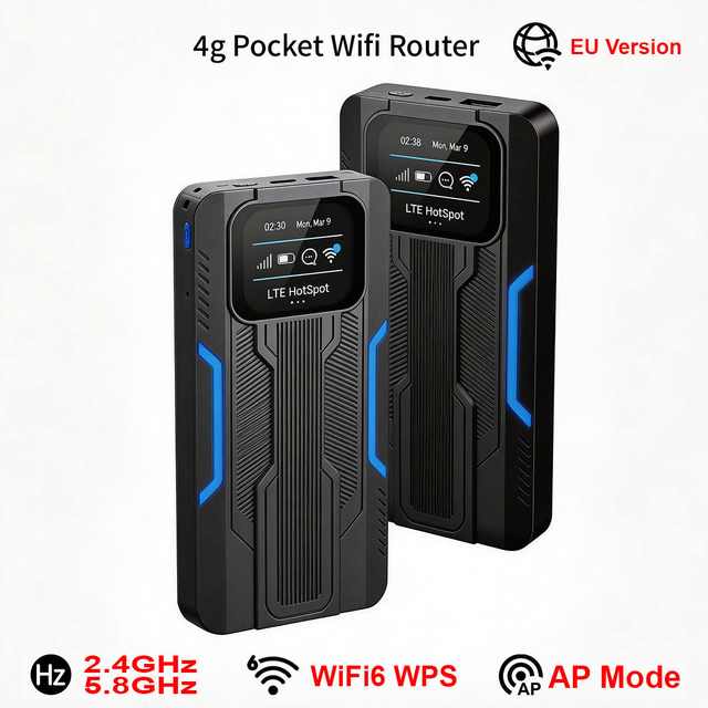 New Portable 4G 2.4G&5.8G WiFi6 300Mbps QoS Firewall WPS Car WiFi Router with Modem Function for Travel Use EU Version