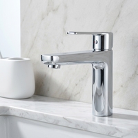 Robinet de lavabo monocommande en laiton chromé au design moderne, mélangeur eau chaude et froide pour salle de bain