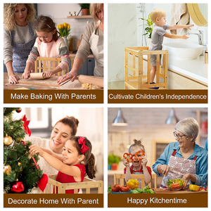 Escabeau de cuisine certifié pour enfants Tour <span class=keywords><strong>debout</strong></span> pour tout-petits Rampe anti-chute Conception unique brevetée Booster naturel plus stable - Product Image 6