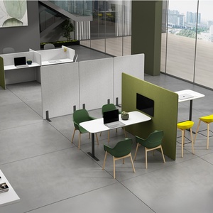 Poste de travail modulaire convertible moderne pour bureau, vente directe usine, pour collaboration d'équipe en open space, linéaire 4 personnes - Product Image 3