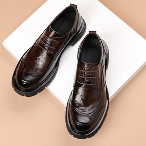 Chaussures de mariage pour hommes en cuir véritable et en cuir de style Oxford, chaussures habillées classiques à lacets pour hommes - Product Image 3
