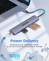 Adaptateur multifonctionnel Forida 7 en 1, prise en charge Oem et Odm Type-c vers USB-C 3.2 avec charge PD 100W pour appareils Type-c