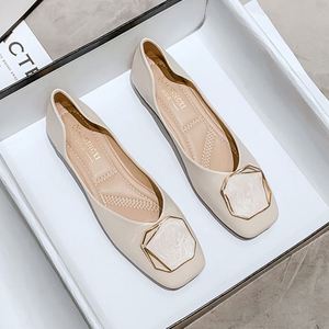 Ballerines à bout carré en cuir souple pour femme, collection Printemps-Automne 2026, confortables, grandes tailles 41-43, chaussures quotidiennes - Product Image 3