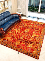 Tapis rectangulaire en laine tissé à la main, style européen et américain, motif plantes et fleurs, tapis durable