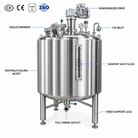 Cuve de mélange homogénéisatrice à double enveloppe en acier inoxydable SUS316L de 2000 L avec chauffage, refroidissement et regarderole