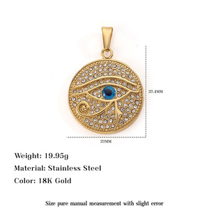 Ciondoli di Lusso Hip Hop in Acciaio Inossidabile Placcati Oro 18K con Borsa Soldi, Testa di Lupo, Ragno e Zirconia Cubica per Creazione Gioielli - Product Image 5