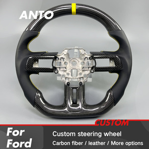 Volant de voiture en fibre de carbone véritable personnalisé de style sportif pour <span class=keywords><strong>Ford</strong></span> <span class=keywords><strong>Mustang</strong></span> <span class=keywords><strong>GT</strong></span> <span class=keywords><strong>Shelby</strong></span> S550 <span class=keywords><strong>350</strong></span> 500 Coupé, compatible avec les LED intelligentes - Product Image 2