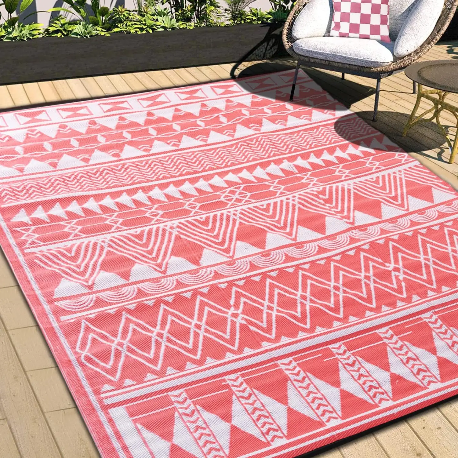 Portable PP matériel grands tapis imperméables réversible extérieur en plastique tapis de paille pour plage Camping pique-nique pour Patio