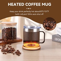 Mug Kopi Pemanas Otomatis Smart USB Warmer dengan 55 ° C (131 ° F) Pemanas Cangkir Termostatik Dua Lapisan untuk Kantor/Rumah/Hadiah