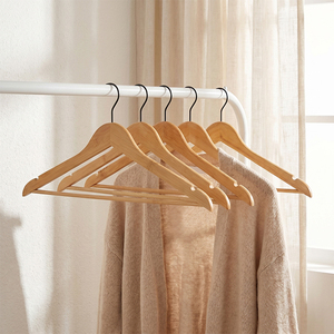 Cintres à vêtements en bambou massif <span class=keywords><strong>de</strong></span> qualité supérieure, robustes, <span class=keywords><strong>pour</strong></span> manteaux, vestes, pulls, avec crochet pivotant noir - Product Image 2