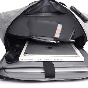 XINGYONZHE FD-033 Modern Polyester Laptop <b>Backpack</b> with Air Cushion Belt Handle Closure Protective Design for <b>School</b> Use <b>Black</b> - Product Image 4