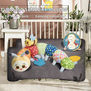 Juguete Sensorial Suave <span class=keywords><strong>TUMAMA</strong></span> para Bebés, Almohada de Abrazo para Recién Nacidos de 0 Meses, Juguete de Peluche de Oruga Relajante, Sonajero y Mordedor para Bebés - Product Image 2