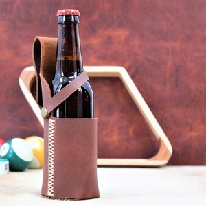 <span class=keywords><strong>Porte</strong></span>-<span class=keywords><strong>bouteille</strong></span> de bière <span class=keywords><strong>vintage</strong></span> portable de haute qualité en cuir véritable fait à la main - Product Image 5