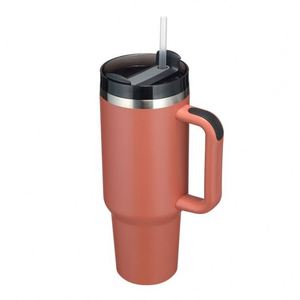 Chope à bière en acier inoxydable avec strass en cristal Bouteille d'eau de 40oz Tumbler avec poignée et paille - Product Image 3