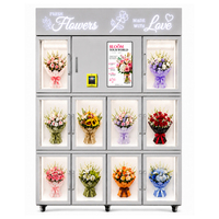Distributeur automatique de fleurs sans argent liquide avec paiement par carte et code QR, casier réfrigéré pour bouquets frais, 10 compartiments