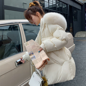 Veste d'hiver en coton rembourrée avec col en fourrure pour femmes, veste ample en coton rembourré à la taille - Product Image 4