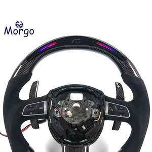 Volant en carbone personnalisé avec bande LED supérieure pour <span class=keywords><strong>Audi</strong></span> TT A3 A4 B8 A5 A6 C6 C7 A7 <span class=keywords><strong>R8</strong></span> RS RS3 RS4 RS5 S3 S4 S5 B9 RS6 RS7 Q3 Q5 Q7 - Product Image 2