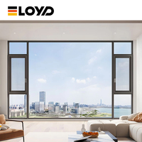 Eloyd OEM ODM 工厂现代立式铝框双层玻璃平开窗，适用于外部家居使用