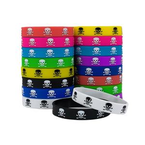Bracelet en silicone tête de mort, 9 couleurs, rond, personnalisé, décoration d'Halloween pour hommes et femmes - Product Image 5