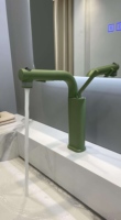 Robinet de lavabo moderne vert mat, corps tout en laiton, levier unique, eau froide et chaude, pour salle de bain et décoration intérieure