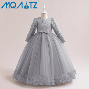 MQATZ Nuevo Vestido Elegante de Princesa <span class=keywords><strong>para</strong></span> Niñas, Vestido Floral de Manga Larga <span class=keywords><strong>para</strong></span> Bodas, <span class=keywords><strong>Fiestas</strong></span> de Cumpleaños, Diseño ODM - Product Image 1