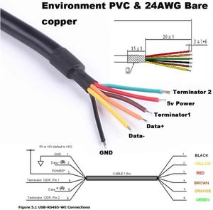 Ftdi USB để RS485 Cáp Adapter nối tiếp chuyển đổi modbus Cáp A + B-với TX RX LED tương thích FTDI USB-RS485-WE-1800-BT 6ft 5V - Product Image 5
