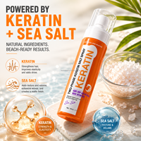 Spray au sel de mer à la kératine pour volume et texture, spray capillaire effet vague de plage pour cheveux fins, prêt à être expédié en stock