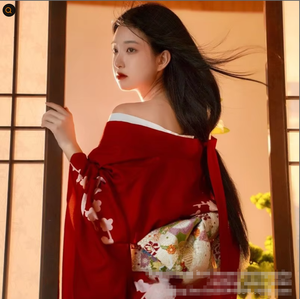 Kimono Formale da Donna, Tradizionale Modernizzato con Tocco Vintage, Rosso in Poliestere, Perfetto per Servizi Fotografici Personali, Stile <span class=keywords><strong>Giapponese</strong></span> Divino - Product Image 2
