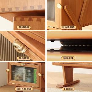 Solid Wood Side <b>Cabinet</b> Cherry Wood 2 Compartments <b>Storage</b> Living Room Bedroom Furniture - Product Image 4