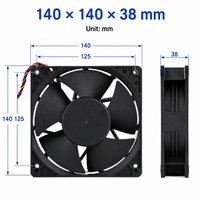 Ventilateur de refroidissement pour rack de serveur AVC DC12V 4.50A EC AC24V 48V 14038 140X140X38MM 14CM 4 broches PWM double roulement à billes haute vitesse DBPB1438B2H