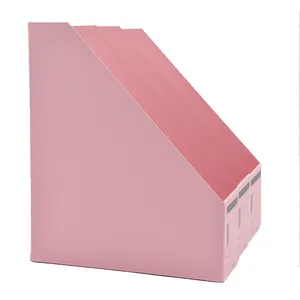 Fashion Office Supplies Desktop Storage A4 Cardboard File Organizer Pink Magazine File Holder Box