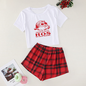 <span class=keywords><strong>Pijama</strong></span> de dos piezas para niñas, conjunto de ropa de dormir de algodón para mujeres, pijamas para mujeres, conjunto de pijamas de Navidad para mujer, verano corto - Product Image 4