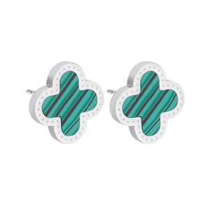 Wholesale of <strong>UK</strong> US Fashion Classic <strong>Earrings</strong> Oil Dripping Transportation Lucky Clover Flowers <strong>Titanium</strong> Steel <strong>Earrings</strong> Wholesale - Product Image 4