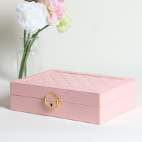 Boîte à bijoux en cuir PU à couche unique, coffret cadeau de luxe personnalisé, étui de rangement de voyage, doublure en velours, organisateur de bijoux