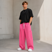 Pantalon de survêtement décontracté pour homme, tricoté, taille mi-haute, coloré, avec cordon de serrage, coupe large, respirant, écologique, plat, hiver