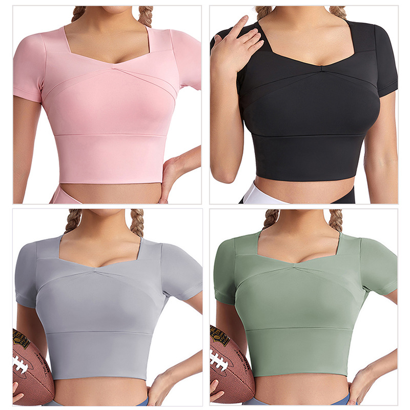 Customized Women's Summer Quick-Drying Sheer Short-Sleeved T-Shirt Breathable Yoga Wear for Training Sports and Fitness Apparel