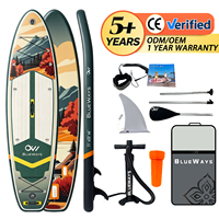 Planche à pagaie gonflable haut de gamme 11 pieds x 33 pouces avec coussin de pont crème et pompe à aileron, SUP BLUEWAYS Scenic Wilderness pour les aventures en plein air