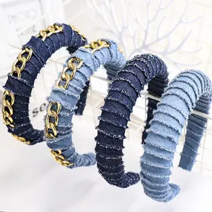 9 Styles 3CM & 4CM Denim Cloth Art Haarband Kreatives neues verdicktes Wundschwamm-Jeans-Stirnband